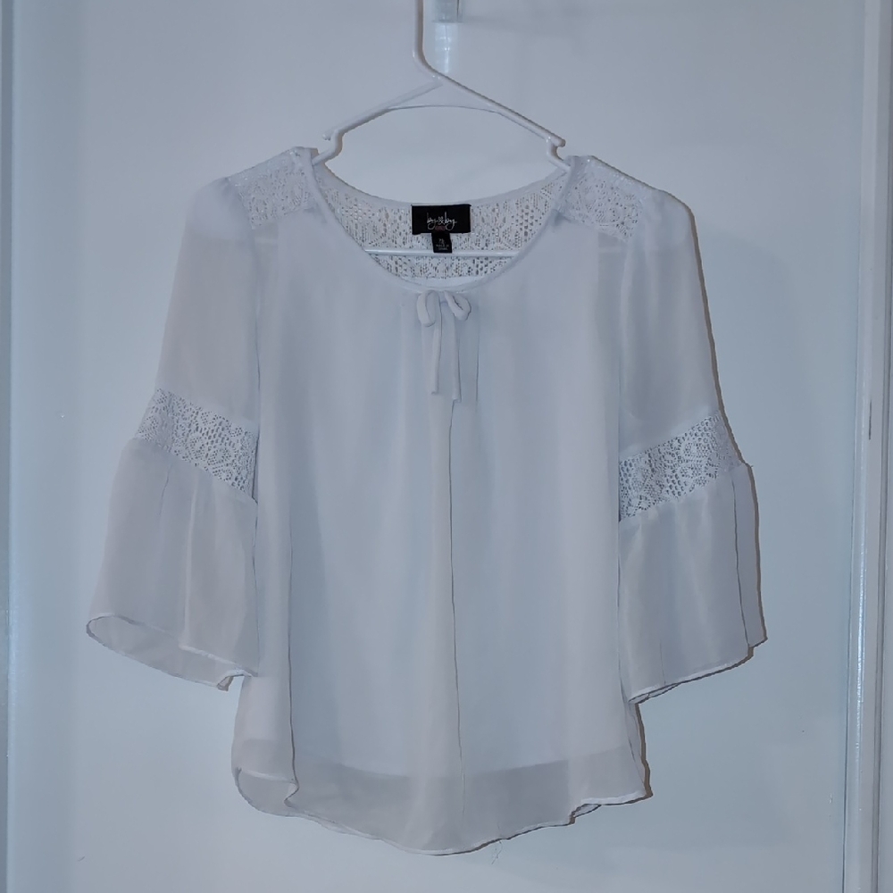 By&By Girl White Lace Detail Blouse
